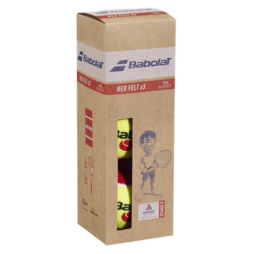 Babolat Initiation Red Felt Tennis Balls for Children, 3-Pack