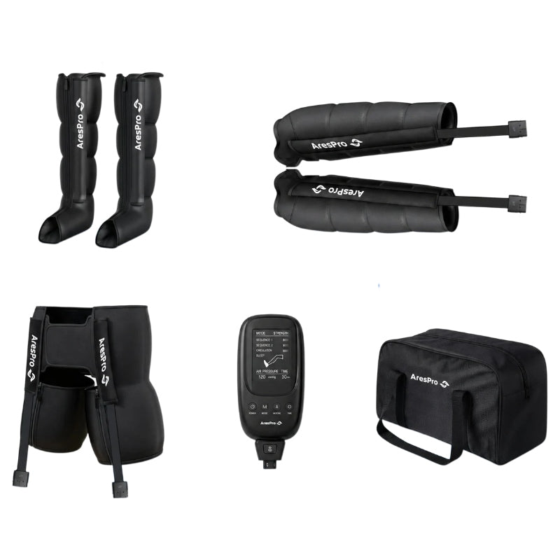 AresPro Lymphatic Drainage Massager for Legs, Arms, and Shorts – Complete Premium Pressotherapy Set