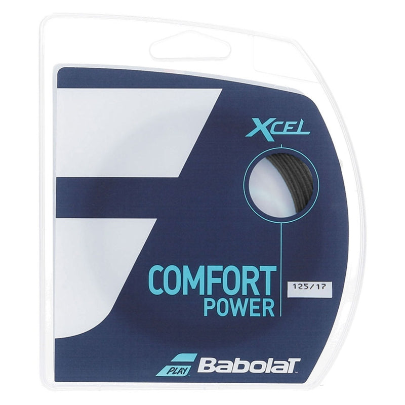 Кордаж Babolat XCEL 1.30/16 Black в опаковка, представящ комфорт и издръжливост.