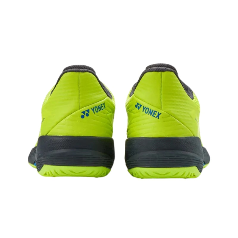 Детски маратонки Yonex AD-ACCEL Clay Fresh Lime, задна част с яркозелени детайли и лого на Yonex.