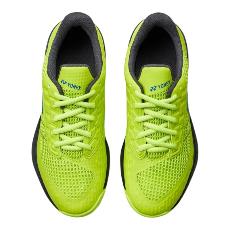Детски маратонки Yonex AD-ACCEL Clay Fresh Lime, жълти с черно, подходящи за игра на клей кортове, осигуряващи стабилност.