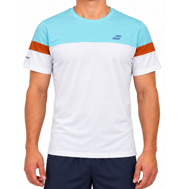 Tricou pentru bărbați Babolat cu guler rotund alb