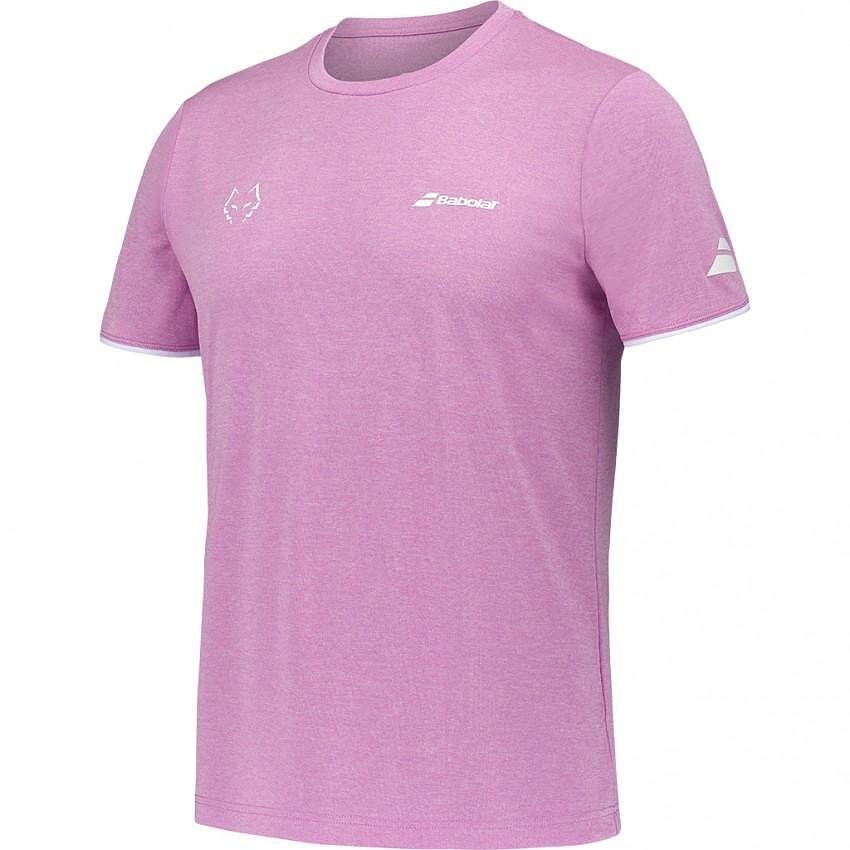 Men's T-shirt Babolat CREW LEBRON PINK HTHR 2025 in pink, stylish and functional for padel and tennis gear