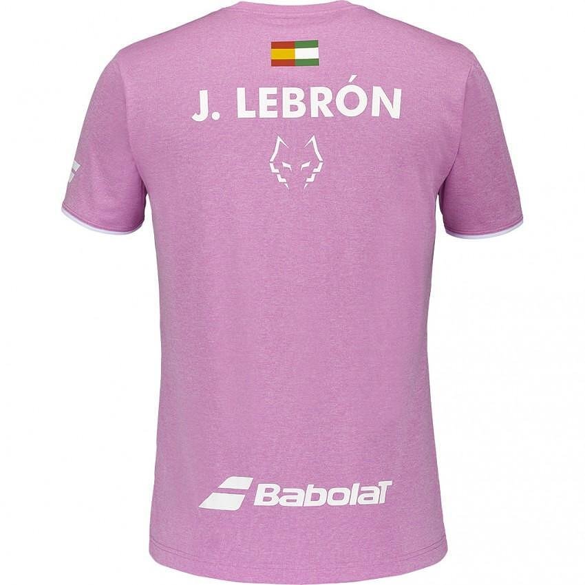 Men's T-shirt Babolat CREW LEBRON PINK HTHR 2025, pink Juan Lebrón T-shirt with Babolat logo for padel