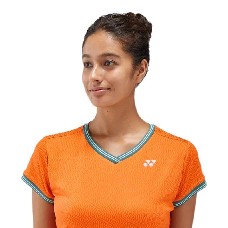 Women's Yonex 20758 Bright Orange Roland Garros T-shirt, stylish orange sports T-shirt for the court and training