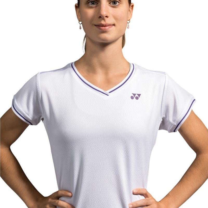 Women's Yonex 20761 Wimbledon White T-shirt, stylish white tennis apparel for the court
