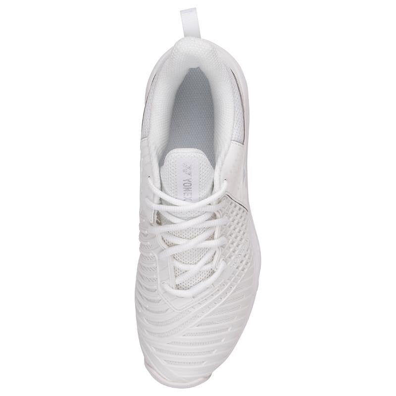 Women's Yonex PC Sonicage 3 White/Silver sneakers – lightweight tennis shoes for speed, comfort, and stability on the court.