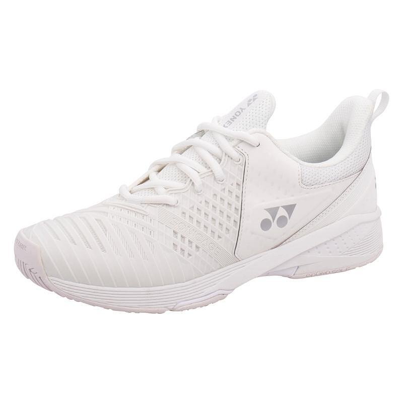 Women's Yonex PC Sonicage 3 White/Silver sneakers - lightweight Yonex tennis shoes for comfort and stability