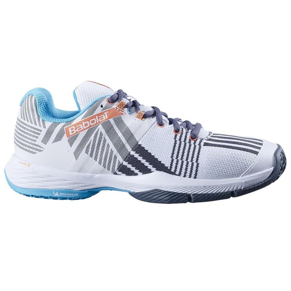 Дамски падел маратонки Babolat SENSA WHITE / CANYON SUNSET – стабилност, комфорт и сигурност на корта