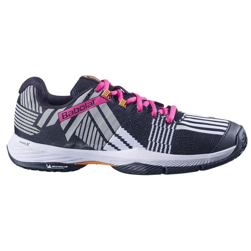 Дамски падел маратонки Babolat SENSA BLACK / ROSEBERRY за стабилност, комфорт и сигурност на падел корта