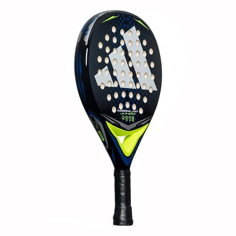 Adidas Arrow Hit Junior Blue padel racket with a round shape, Soft Performance EVA core, fiberglass face, and centered sweet spot, designed for beginner young players.