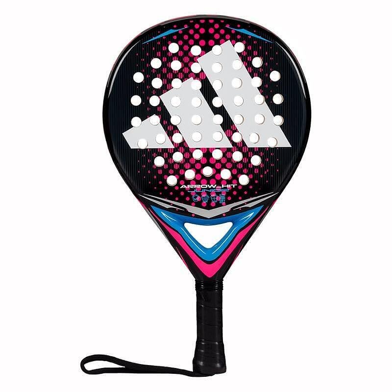 Adidas Arrow Hit Junior Pink padel racket with a round shape, Soft Performance EVA core, fiberglass face, and central sweet spot, designed for beginner young players, providing comfort