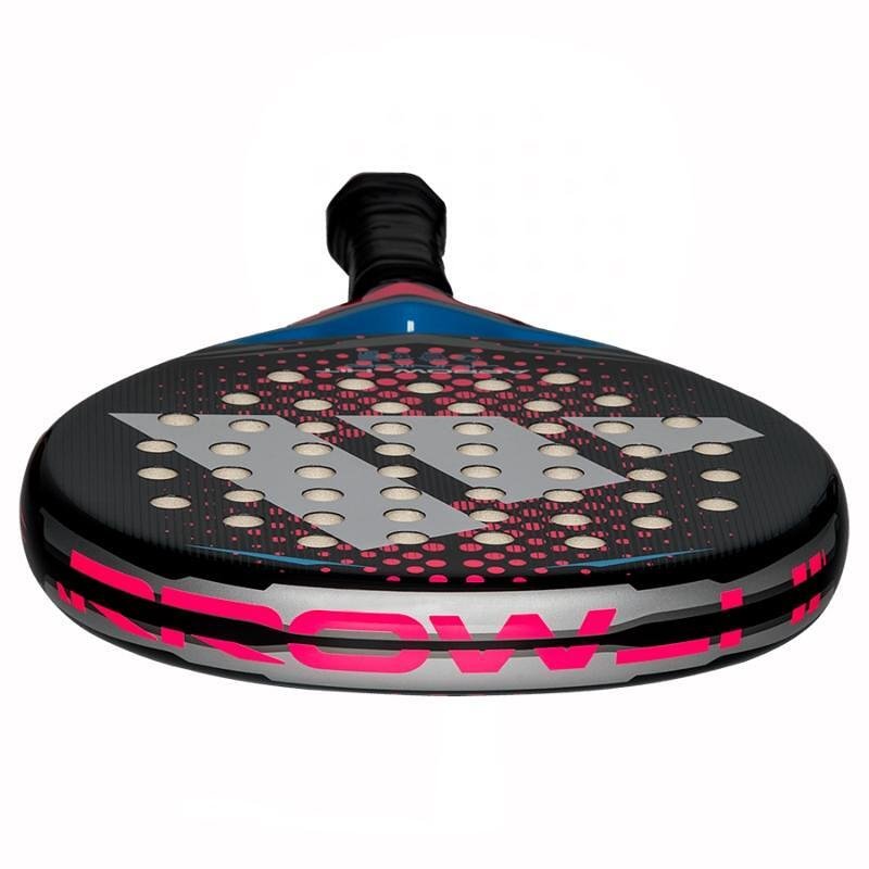 Adidas Arrow Hit Junior Pink padel racket with a round shape, Soft Performance EVA core, fiberglass face, and central sweet spot, designed for beginner young players, providing comfort