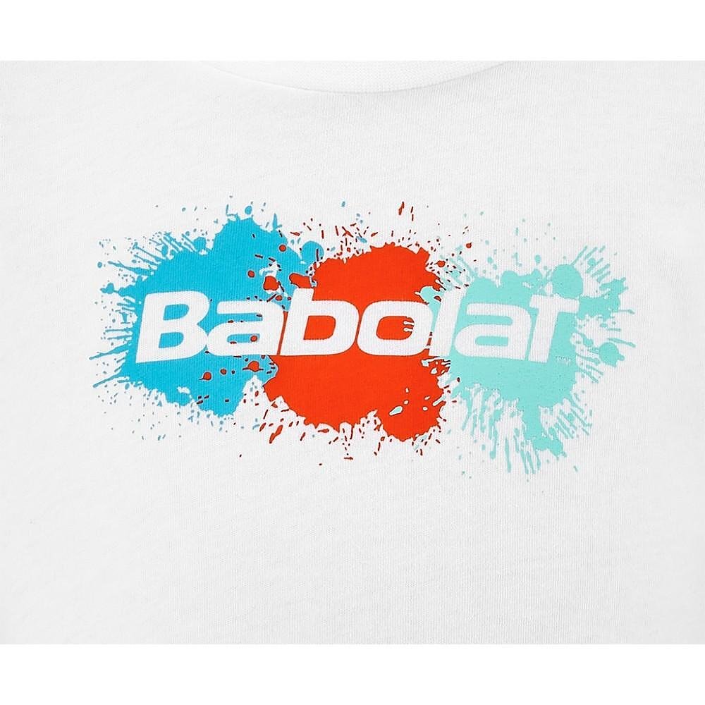 Kids' T-shirt Babolat EXERCISE COTTON TEE GIRL - white with Babolat logo, soft and comfortable for sport and everyday wear