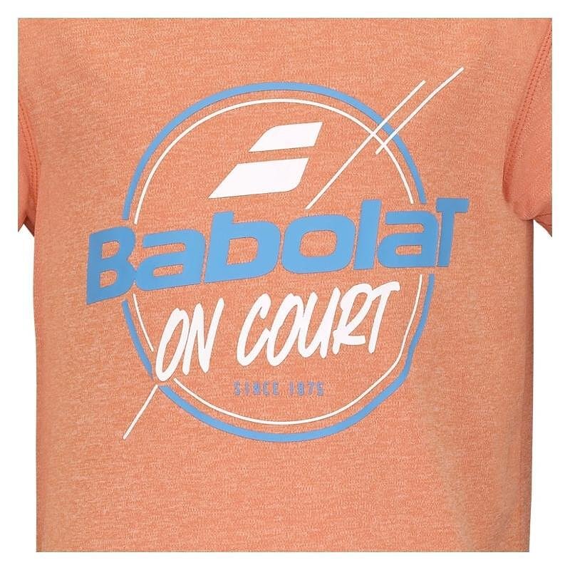 Детска тениска Babolat EXERCISE GRAPHIC - vibrant orange, ярка оранжева тениска за тренировки и мачове
