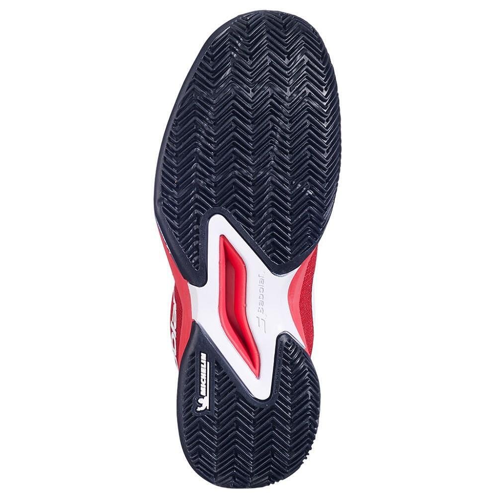 Детски маратонки Babolat JET MACH 3 JNR CLAY CHERRY TOMATO / WHITE с подметка за тенис и стабилност