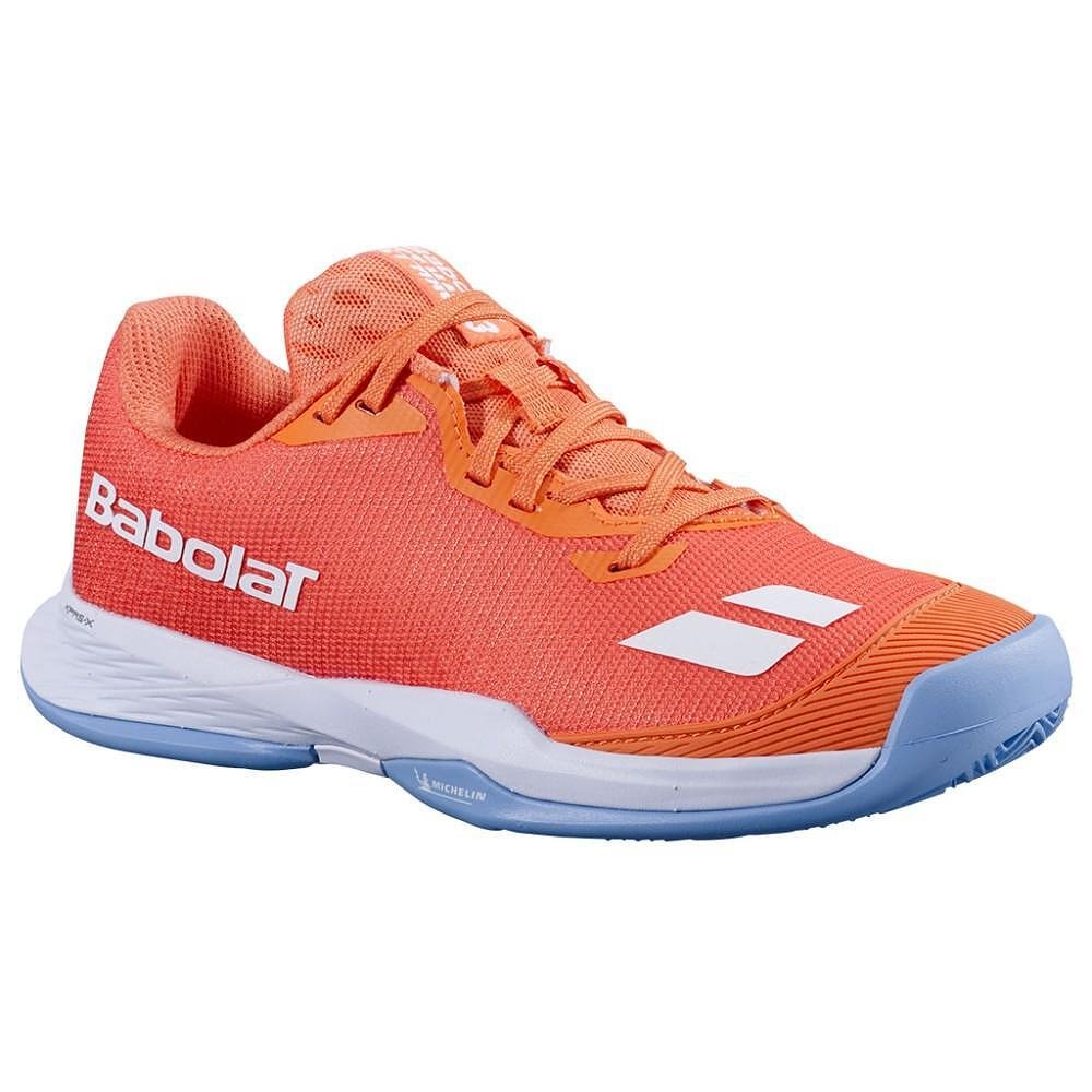 Детски маратонки Babolat JET MACH 3 JNR CLAY MELON за тенис, леки и стабилни за млади играчи