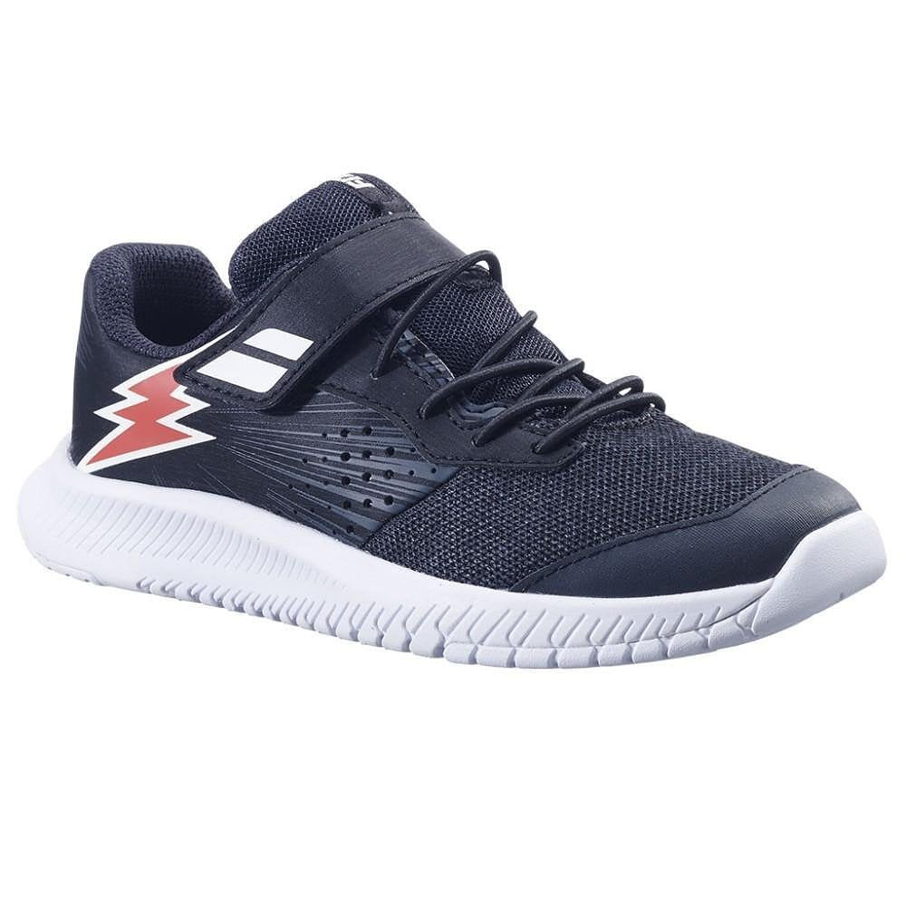 Детски маратонки Babolat PULSION AC KID BLACK / FIESTA RED за тенис, леки и удобни за деца