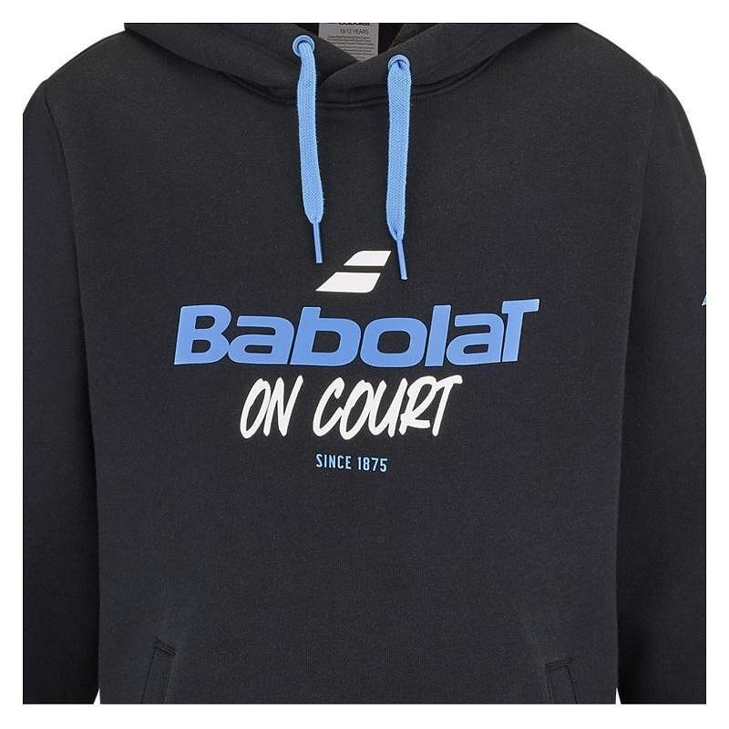 Kids' sweatshirt Babolat EXERCISE HOOD SWEET - black, black sports hoodie with a hood and Babolat logo