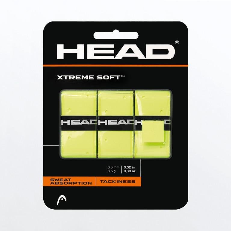 Gripuri HEAD XTREME SOFT x3 - galben pentru rachete de tenis, cu aderență și absorbție excelente