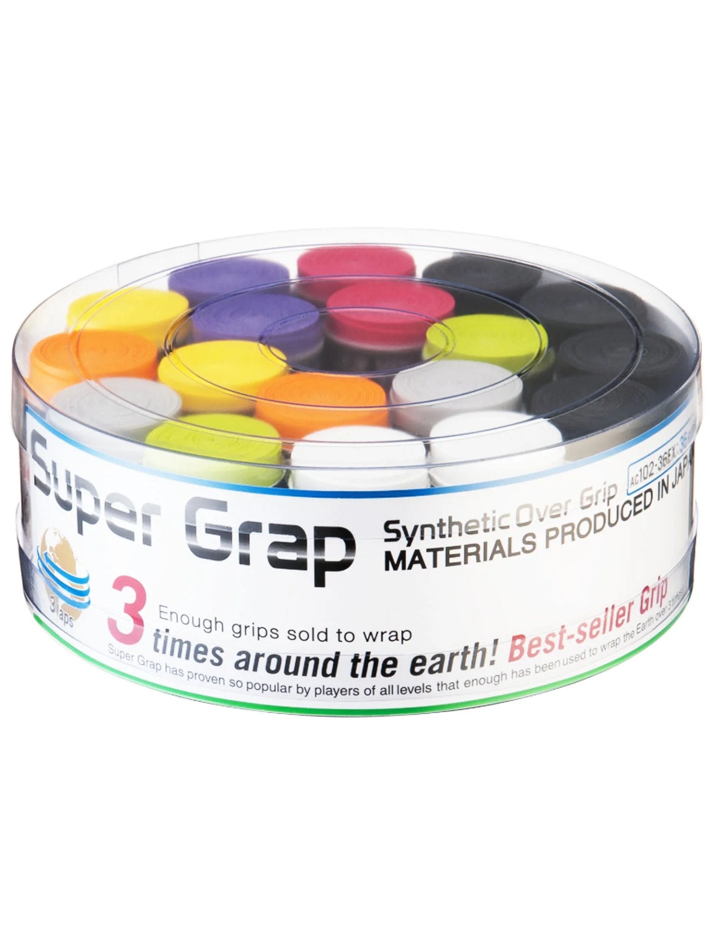 Grip din cutie Yonex WET SUPER GRAP - 36 bucăți ASSORTED – gripuri de tenis Yonex pentru control și senzație maxime