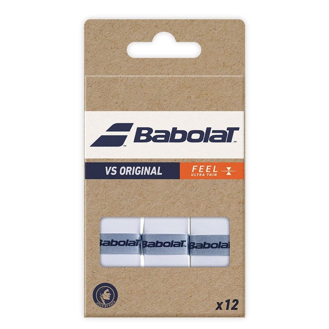Грипове Babolat VS ORIGINAL White - 12 броя за тенис ракета, бели, Feel Ultra Thin, комплект от 12 броя