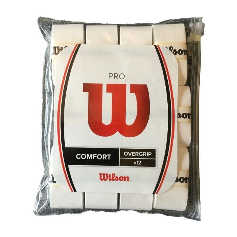 Грипове Wilson Pro x3 - white, бели overgrip ленти Wilson Pro Comfort x12 за тенис ракети
