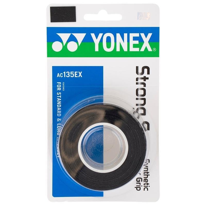 Gripuri Yonex STRONG GRAP Black - 3 bucăți grip sintetic negru pentru tenis și padel, Yonex