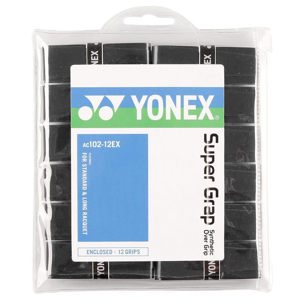 Gripuri Yonex Super Grap x12 - black - 12 gripuri de tenis negre pentru control excelent și absorbție