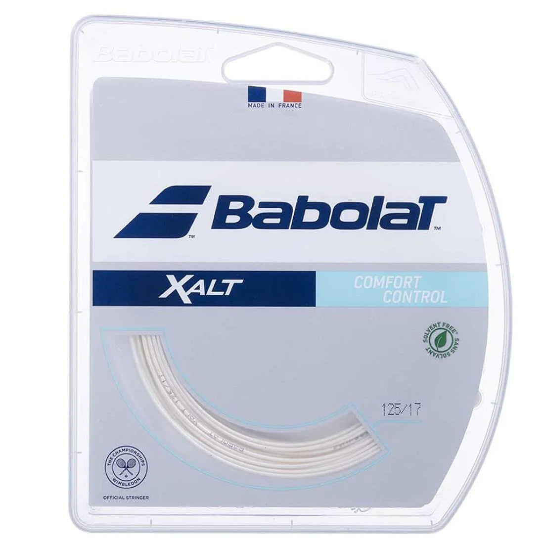 Кордаж Babolat XALT 1.30/16 White Spiral - мултифиламентен кордаж, осигуряващ комфорт и контрол.