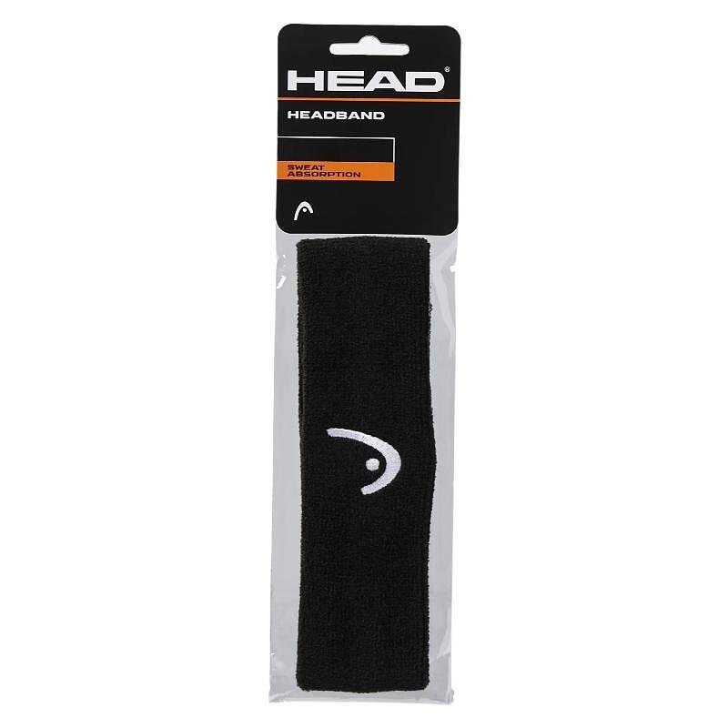 Лента за глава HEAD Band - black за тенис и падел, еластична и абсорбираща потта, удобна за игра и тренировки