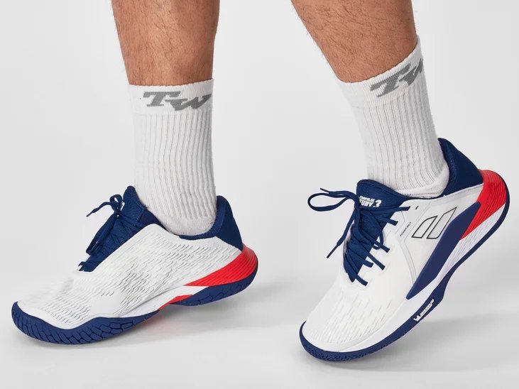 Pantofi sport bărbătești Babolat PROPULSE FURY 3 AC WHITE BLUE – pantofi de tenis pentru stabilitate, dinamism și siguranță pe teren