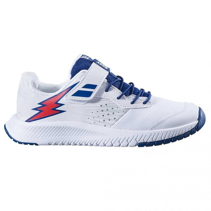 Детски маратонки Babolat PULSION AC BOY White, Estate Blue за тенис, леки и стабилни за деца