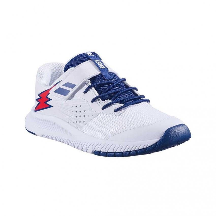 Детски маратонки Babolat PULSION AC BOY White, Estate Blue – леки тенис маратонки за комфорт и стабилност