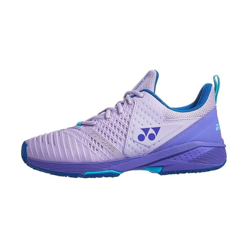 Women's Yonex PC Sonicage 3 Clay Lilac – lightweight Yonex tennis shoes for stability and comfort on court
