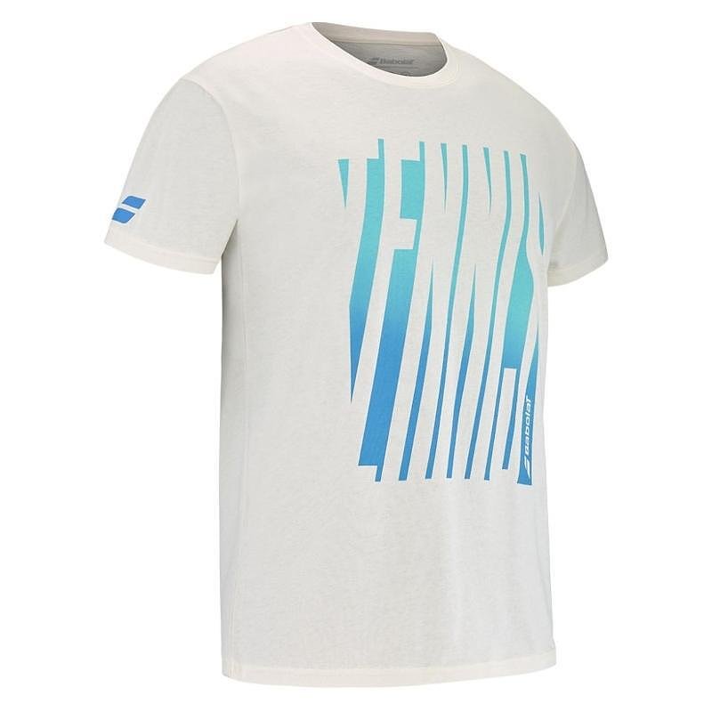 Tricou bărbați Babolat EXERCISE MESSAGE - cannoli cream – tricou elegant din bumbac cu design grafic pentru tenis și timpul liber