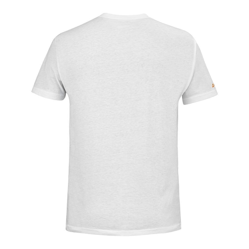 Мъжка тениска Babolat PADEL COTTON - white, бяла спортна тениска от памук и полиестер за комфорт и стил
