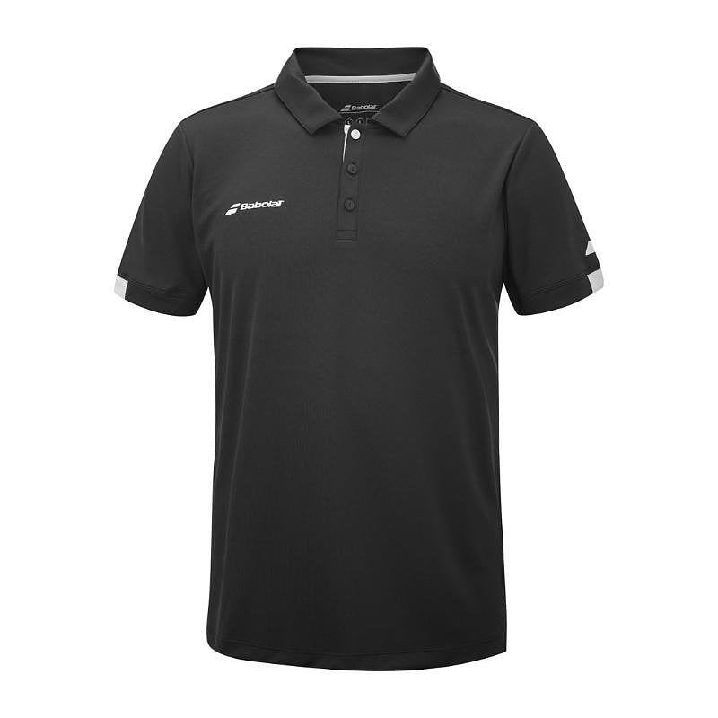 Men's Babolat Play Polo 2024 tennis shirt, black tennis polo with lightweight Fiber Dry fabric and recycled polyester