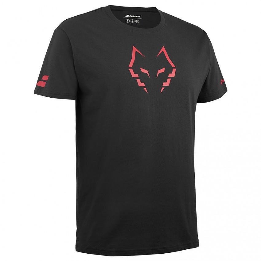 Men's Babolat TEE LEBRON T-shirt - black for tennis and padel, a comfortable sports T-shirt with a branded design