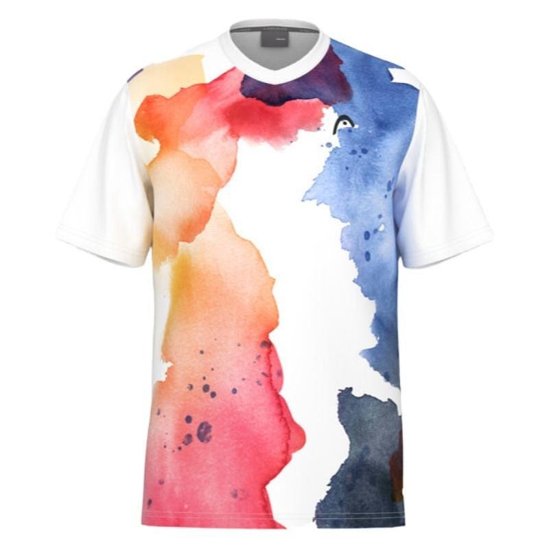 Мъжка тениска HEAD Topspin T-Shirt / 811564 - XVRO с акварелен дизайн и мрежест гръб за дишаемост