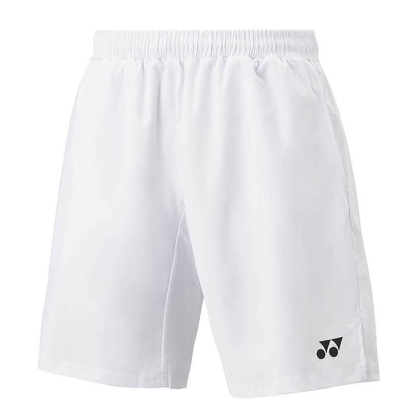 Мъжки къси гащи Yonex YM0036 White – бели тенис шорти с UV защита и бързосъхнеща материя.