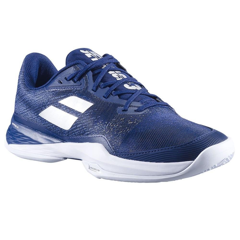 Men's Babolat JET MACH 3 CLAY tennis shoes - dark blue, silver for clay tennis with comfort and stability.