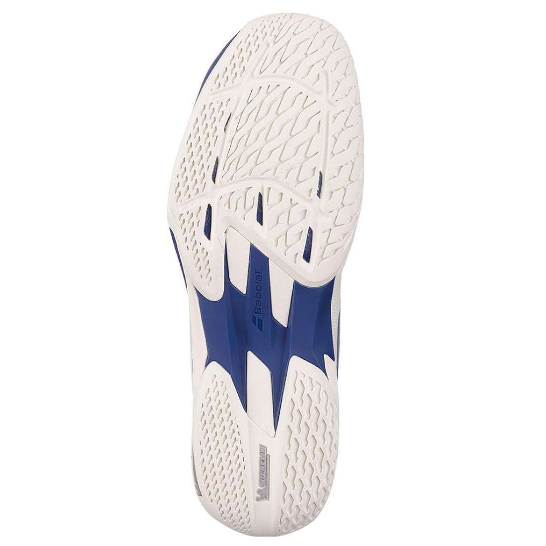 Мъжки маратонки Babolat JET MACH 4 AC CREAM / DARK BLUE за тенис, леки и стабилни за бързи реакции на корта