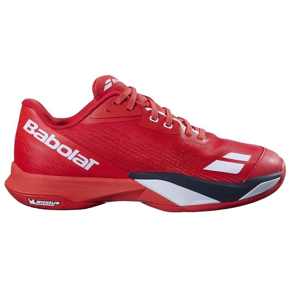 Мъжки маратонки Babolat JET MACH 4 CLAY CHERRY TOMATO / WHITE – червени тенис маратонки за клей с лекота и стабилност