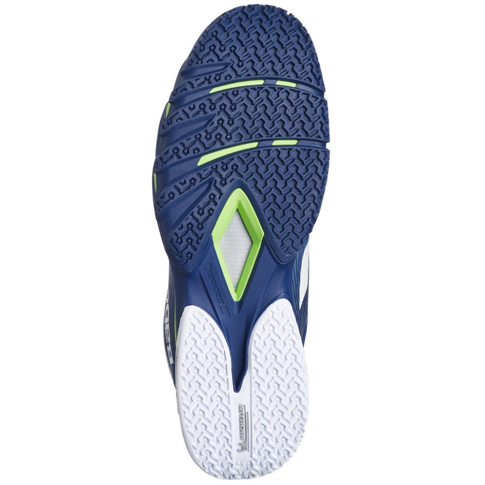 Мъжки падел маратонки Babolat PREMURA 3 MEN LEBRON BLUE / GREEN с подметка за стабилност и сцепление на корта