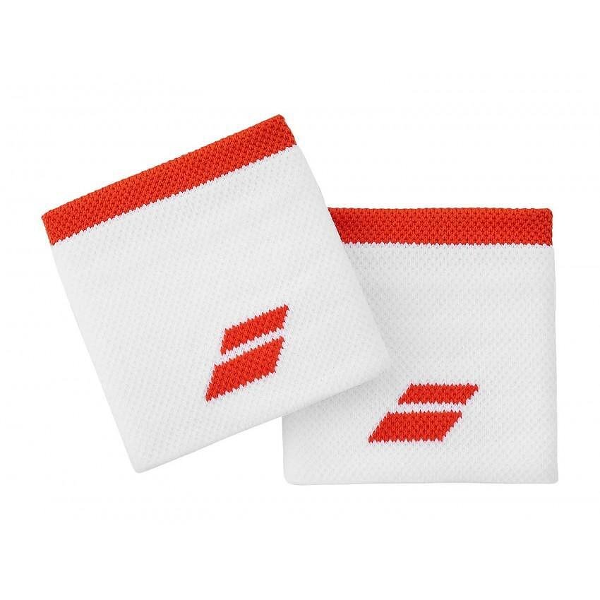 Накитници Babolat LOGO WRISTBAND - бял, червен – 2 броя, леки, меки и с висока абсорбция