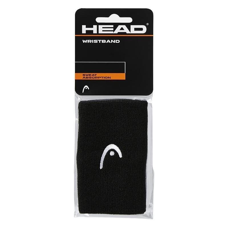 Head 5'' wristbands - black, black sports wristbands for sweat absorption and comfort during tennis and padel