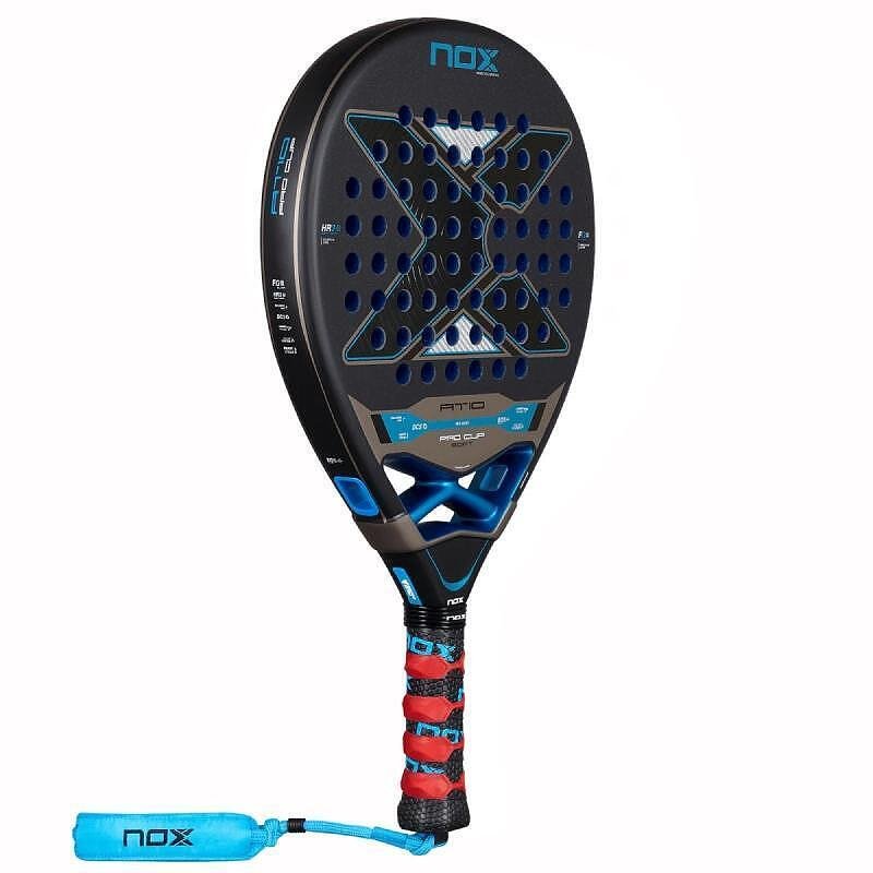 NOX AT Pro Cup Soft 2026 padel racket with teardrop shape, soft HR3 EVA core and rough Exclusive Spin surface, suitable for advanced players seeking comfort and control.