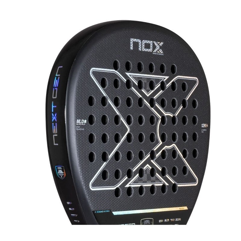 Падел ракета Nox Nextgen Pro Attack 12K NFA с уникален дизайн и покритие от Carbon 12K за мощни удари.