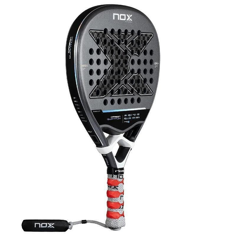 NOX Quantum 12K Carbon padel racket - side view with EOS Flap perforations
